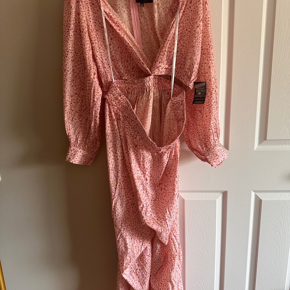 Eloquii Pink Floral Jumpsuit